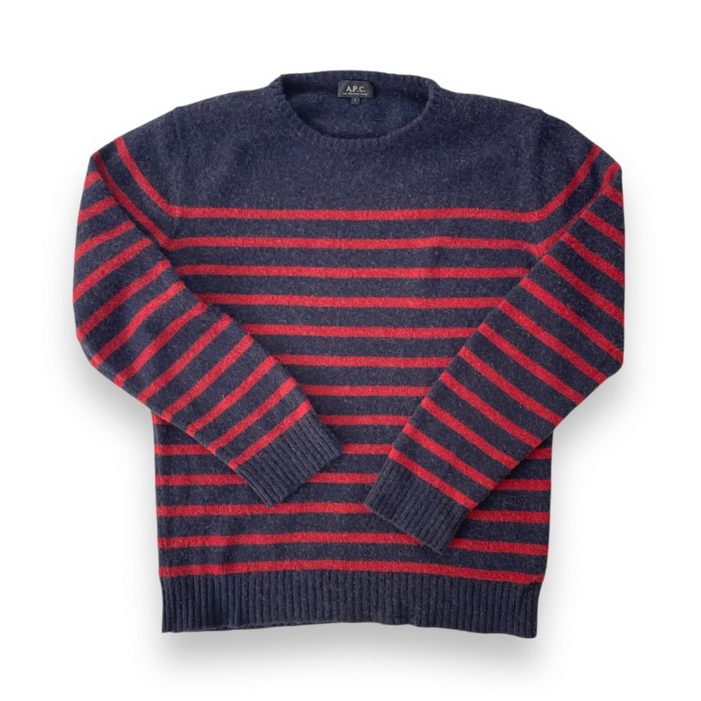 APC Men’s Camel Yarn Striped Sweater